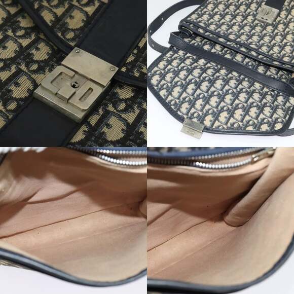 DIOR Trotter Canvas Shoulder Bag Navy Silver - Picture 11 of 13